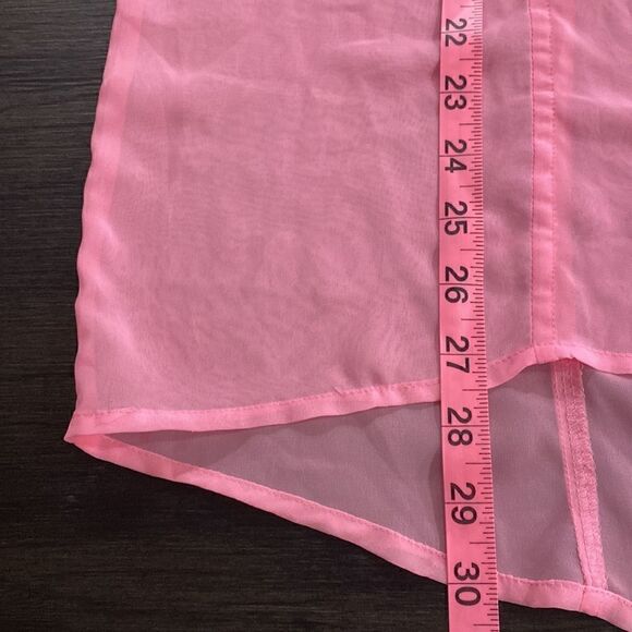 Candie’s pink sheer button down large blouse - Picture 8 of 9